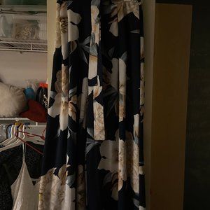 Blue Floral Flowing Pants